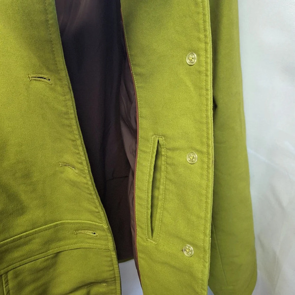 L.L. Bean Womens Pea Coat Suede Texture Apple Green w/ Matching Belt Regular Fit - Picture 7 of 16